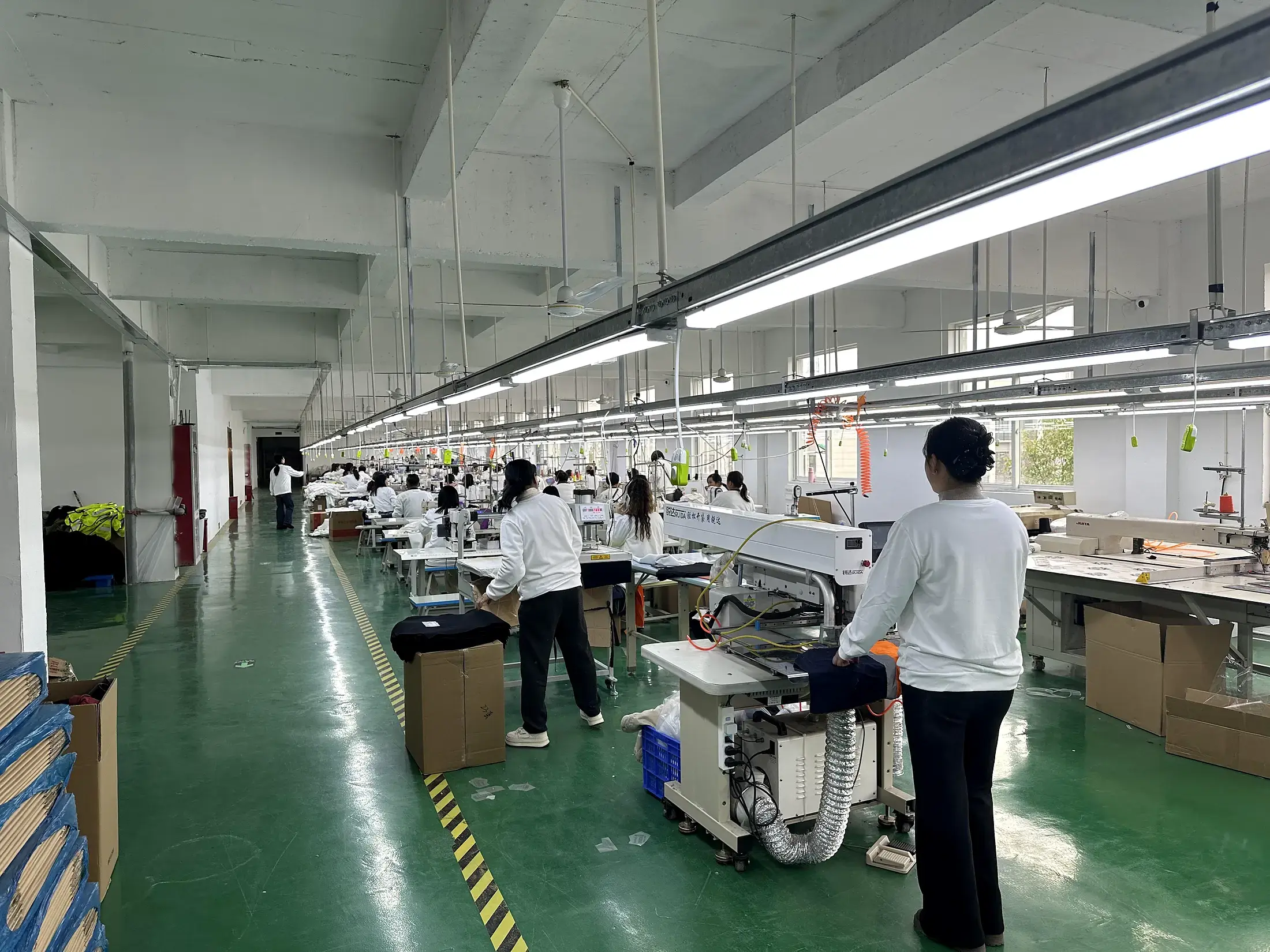 Active apparel and bag production floor